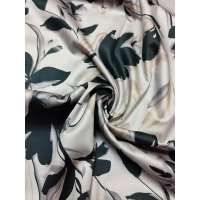 Bawełna satynowa drukowana NA SUKIENKI czarne kwiaty - 0,5m